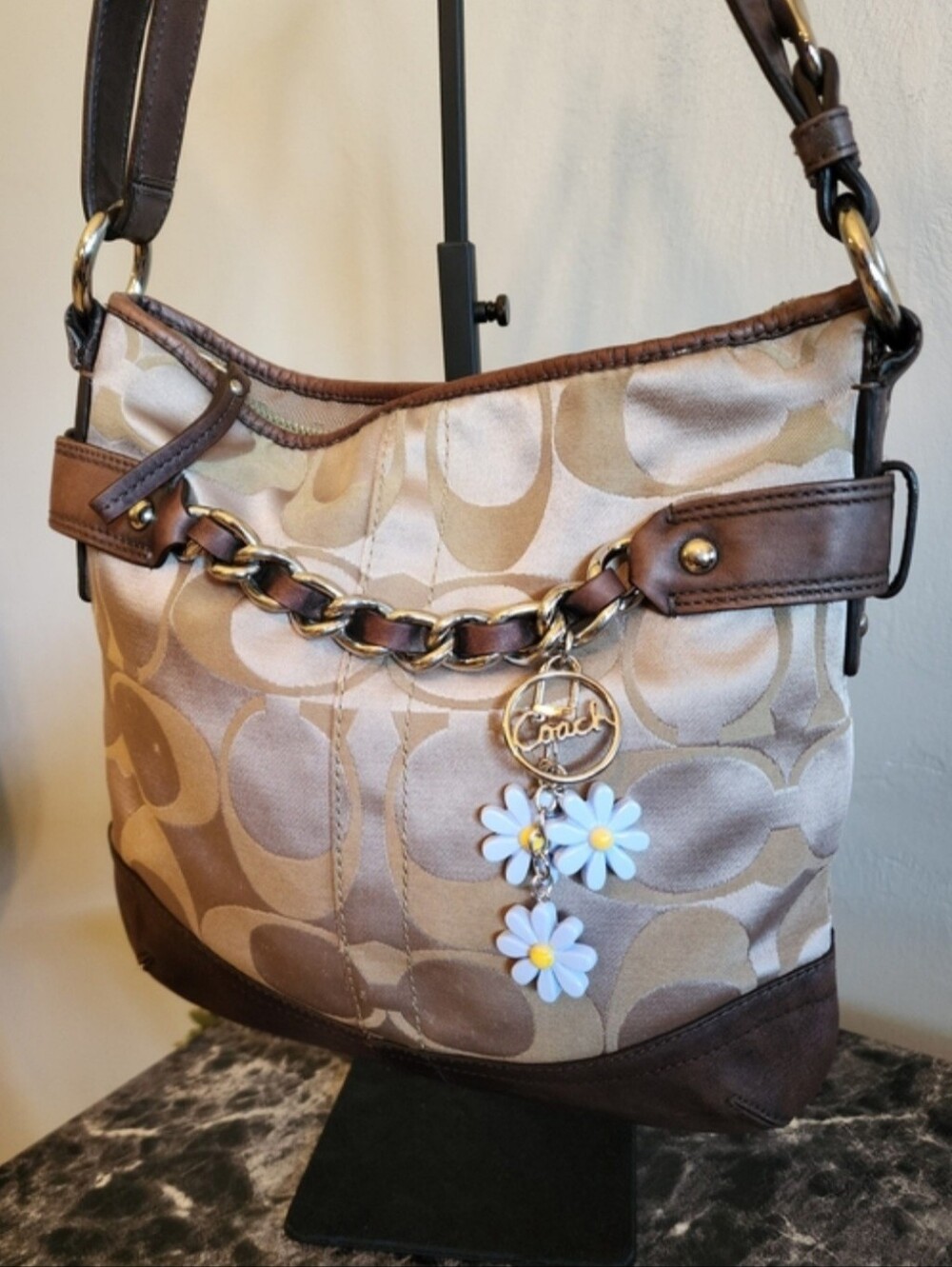 Coach Signature Optic Chain Bag In Metalic Bronze - Picture 3 of 12